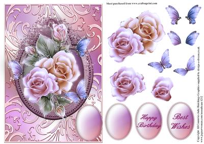 Shimmering Rose Frame Card Front