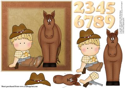 Cowboy Birthday Boy Ages 2-9 Card Topper