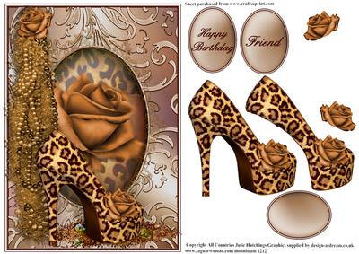 Leopard Print Shoe in a Shimmering Swirl Frame Card Front