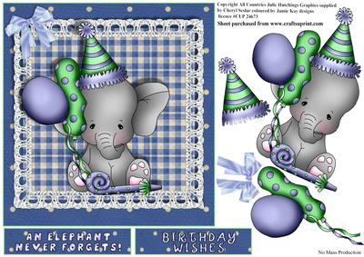 Elephants Never Forget Birthday Card Topper