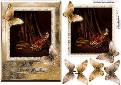 Animal Print Shoes with Flutters in Gold Swirl Frame