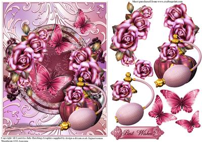 Pink Perfume Bottle in Shimmering Pink Frame