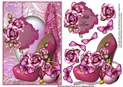 Pink Shoe and Perfume Card Topper