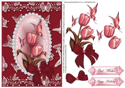 Spring Tulips in a Red Flutter Frame