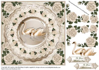 Swans Wedding/anniversary Card Topper