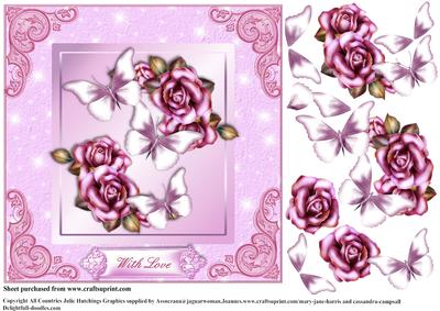 Glimmer Roses and Butterfly's Card Topper