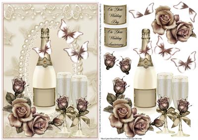 Champagne and Butterfly's Wedding/anniversary Card Front