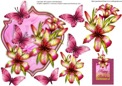 Beautiful Shaped Pink Lily Card Topper