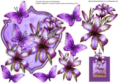 Shaped Purple Lily Card Topper