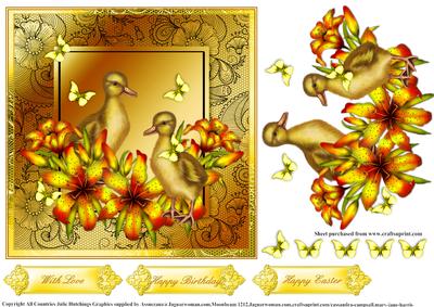 Cute Goslings Card Topper