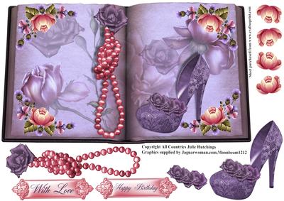 Lilac Shoe Book Style Card Topper