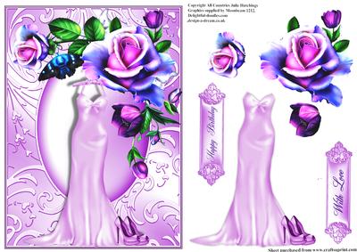 Beautiful Rose,dress and Shoes Card Topper