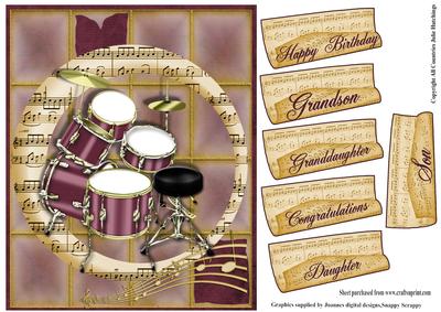 Drum Music Card Topper