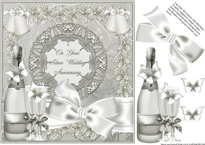 On Your Silver Wedding Anniversary Card Topper