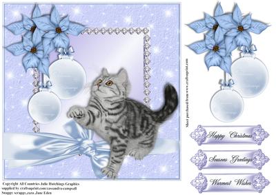 Kitty and Poinsettia Card Topper