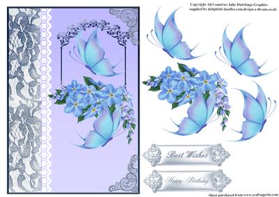 Forget-me-nots in a Blue Lace Frame