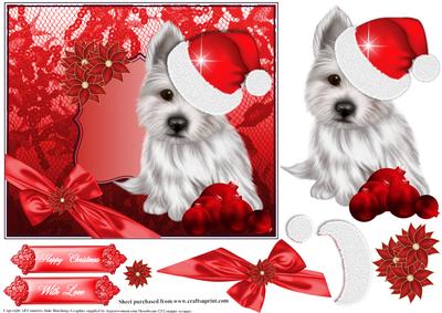 Westie Happy Christmas Card Topper
