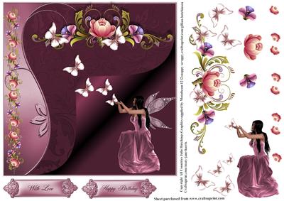 Fairy Flutters with Pink Flora Card Topper