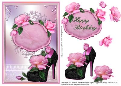 Pink Rose Shoe in Shimmering Lace Frame