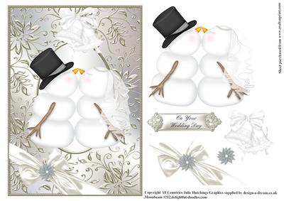 Snowman Winter Wedding Card Front