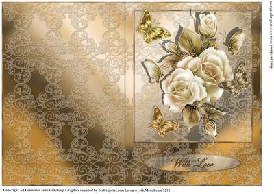 Golden Roses and Butterfly Quick Card