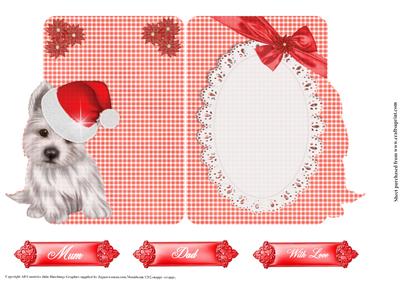 Insert to Shaped Westie Christmas Card