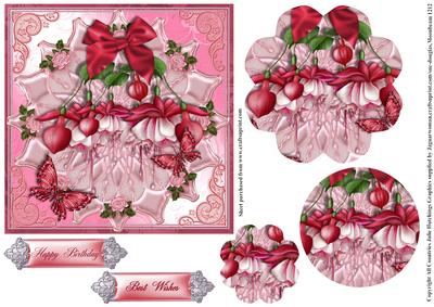 Pink Fuscia on Satin Pyramid Card Topper