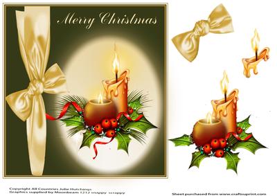 Vintage Style Merry Christmas Candles Topper