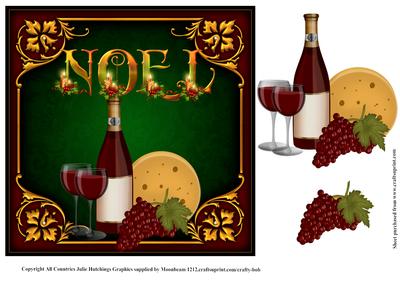 Cheese and Wine Noel Card Topper