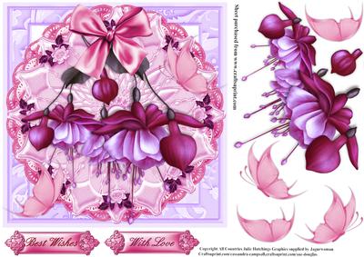 Fushia on a Satin Doily Card Topper