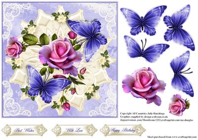 Stunning Butterflies and Roses Card Toppr