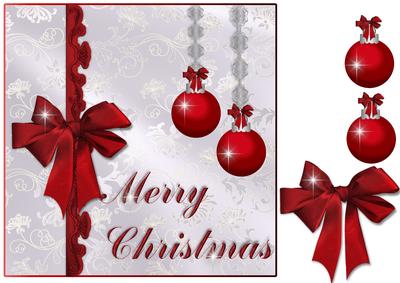Merry Christmas Baubles on Shimmering White