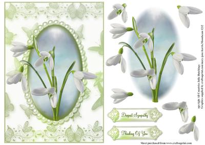 Snowdrops in a Flutter Frame Card Topper