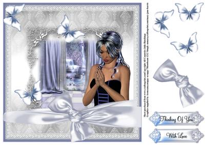 The Prayer in Blue and Shimmering Silver Card Topper