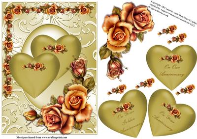 Golden Hearts Anniversary Card Front