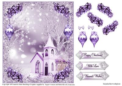 Winter Church Scene Card Topper