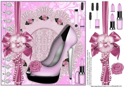 Pink Rose Peep Toe Shoe Card Topper