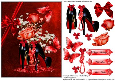 Red Soles Black Shoe Card Topper