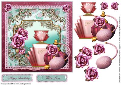 Perfume Bottles and Roses Card Topper