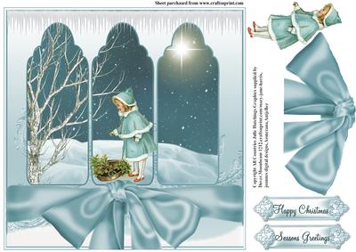 Triple Arch Christmas Snow Scene Card Topper