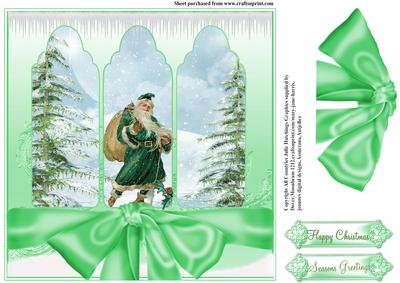 Santa Clause in Green Triple Arch Card Topper