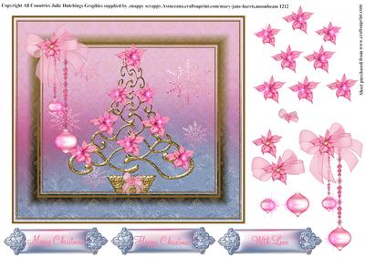 Christmas Tree with Pink Poinsettia Lights