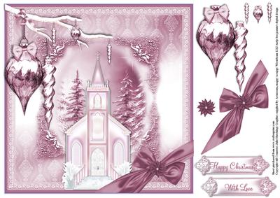 Beautiful Church in Purples Christmas Topper