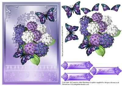 Hydrangea in Shimmering Lilac Frame
