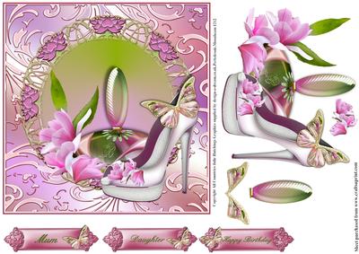 The Pretty Pink Shoes and Perfume Bottle Card Topper