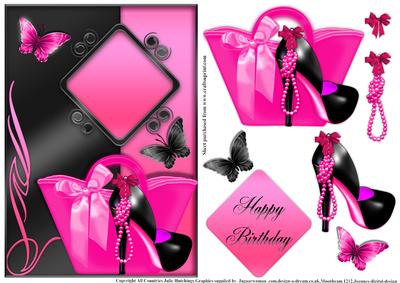Hot Pink and Black Shoes Card Topper
