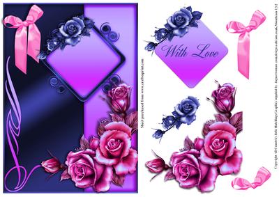 Pinks and Purples Roses Card Topper