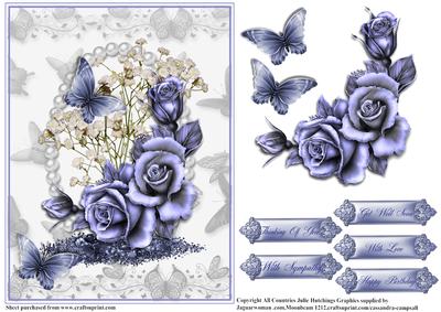 Blue Rose and Butterfly's Sympathy/birthday