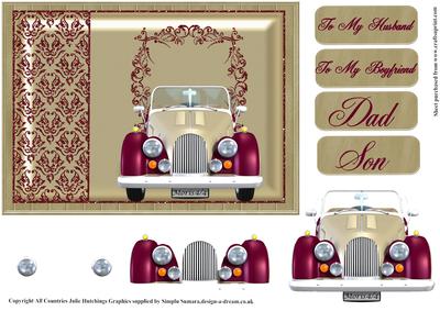 Masculine Morris Car Christmas/birthday Card Topper
