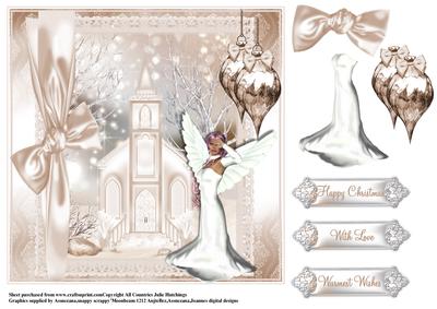 Christmas Angel with Pinks and Mocha Card Topper